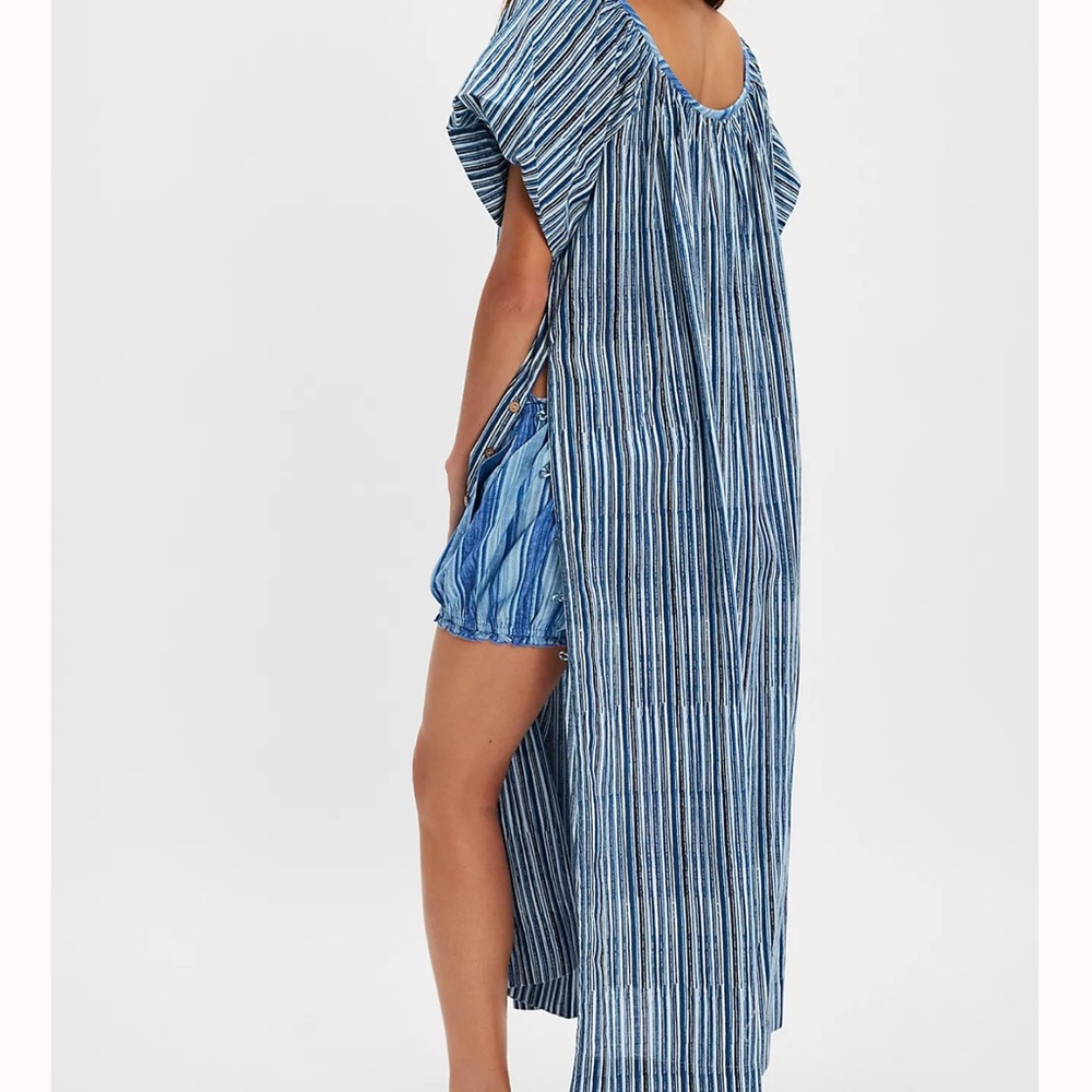 Blue and White Striped Maxi Dress - Picture 2 of 5